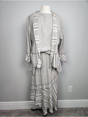 Vintage I.C. Collection By Connie Linen Cotton 3 Piece Set Jacket Skirt Tank Top